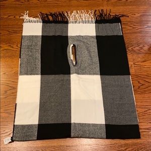 J Crew black and white shawl with arm holes
